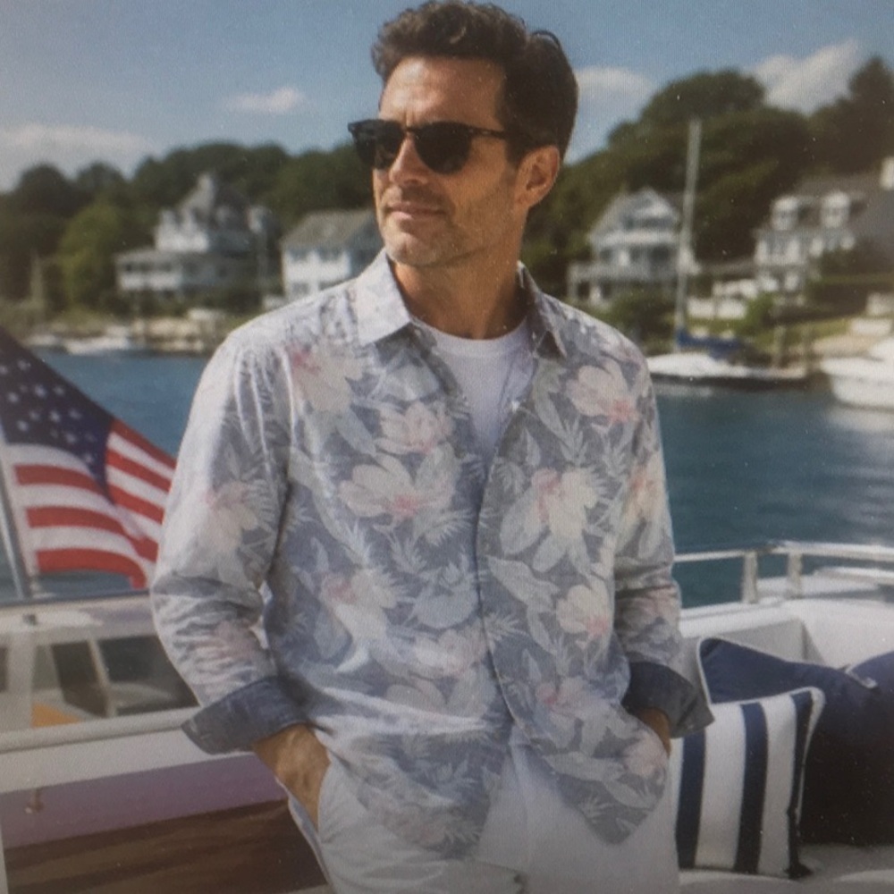 TOMMY BAHAMA/COASTLINE CORD”BLUE & PINK TROPICAL CORDUROY/ UNISEX SHIRT